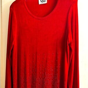 VeVe red tunic top. Size 12. Made in the USA